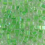 SB-228:  Miyuki 4mm Square Bead Light Green Lined Crystal 