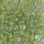 SB-245:  Miyuki 4mm Square Bead Lime Lined Crystal 