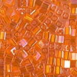 SB-253:  Miyuki 4mm Square Bead Transparent Orange AB 
