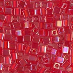 SB-254:  Miyuki 4mm Square Bead Transparent Red AB 