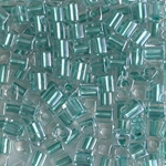 SB-2605:  Miyuki 4mm Square Bead Sparkling Aqua Green Lined Crystal 