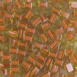 SB-2630:  Miyuki 4mm Square Bead Orange Lined Chartreuse 