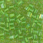 SB-2634:  Miyuki 4mm Square Bead Mint Lined Chartreuse 