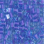 SB-2640:  Miyuki 4mm Square Bead Lilac Lined Aqua 