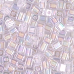 SB-272:  Miyuki 4mm Square Bead Pink Lined Crystal AB 