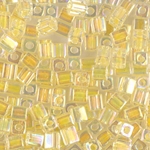 SB-273:  Miyuki 4mm Square Bead Light Yellow Lined Crystal AB 