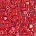 SB-475:  Miyuki 4mm Square Beads Op Vermillion Red AB (was SB-407R)  approx  250 grams - SB-475