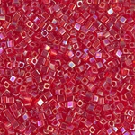 SB18-254:  Miyuki 1.8mm Square Bead Transparent Red AB 