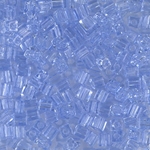 SB3-159L:  Miyuki 3mm Square Bead Transparent Light Cornflower Blue 