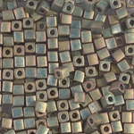 SB3-2035:  Miyuki 3mm Square Bead Matte Metallic Khaki Iris 