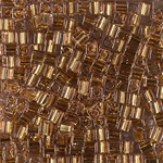 SB3-952:  Miyuki 3mm Square Bead 24kt Gold Lined Pale Amethyst 