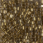 SB3-955:  Miyuki 3mm Square Bead 24kt Gold Lined Pale Gray 