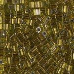 SB3-975:  Miyuki 3mm Square Bead Copper Lined Pale Chartreuse 