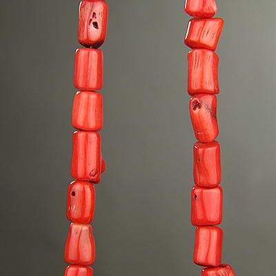 7210 Red Bamboo Coral Tubes approx 18x12mm Beads 