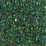 TR8-1165:  Miyuki 8/0 Triangle Emerald Lined Topaz Luster 