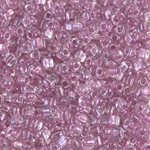 TR8-1524:  Miyuki 8/0 Triangle Sparkling Peony Pink Lined Crystal 