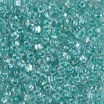 TR8-1528:  Miyuki 8/0 Triangle Sparkling Aqua Green Lined Crystal 