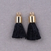 TSS-BK-G: Small Tassel - Black Thread with Gold Cap - (2pcs) - TSS-BK-G