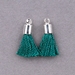 TSS-EM-S: Small Tassel - Emerald Thread with Silver Cap - (2pcs) - TSS-EM-S