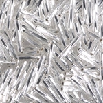 TW2012-1:  Miyuki 2x12mm Twisted Bugle Bead Silverlined Crystal 