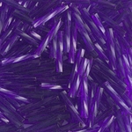 TW2012-1721:  Miyuki 2x12mm Twisted Bugle Bead Dyed Transparent Dark Purple 